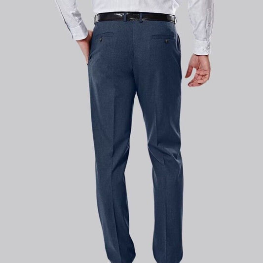 Haggar Men's Premium 4 Way Stretch Slim Fit Flat Front Suit Pant-Blue - 32W 32L