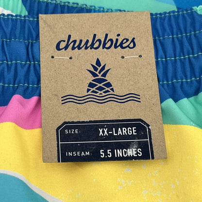 Chubbies Men's Stretch Swim Trunks 5.5" The Wave Dashers-Multi-2XLarge-New $70