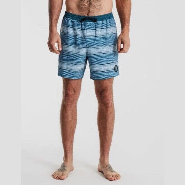 $66 Roark Men’s Shorey 16” Elastic Waist Trunks-Herringbone Cosmica-Large-New