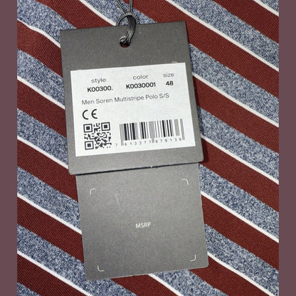 $99 Kjus Men’s Soren Golf Polo Striped Performance Shirt- Cedar -Size: 48/Small