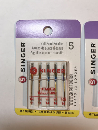 Lot Of 2 SINGER 04809 Universal Sewing Machine Needles, 5-Count Each Total 10