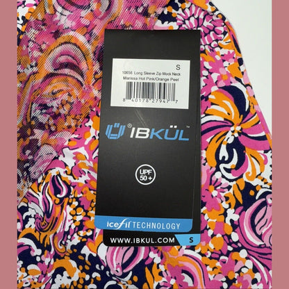 $100 Ibkul Women’s Long Sleeve Zip Mock Neck Top-Marissa-Hot Pink -Small -New