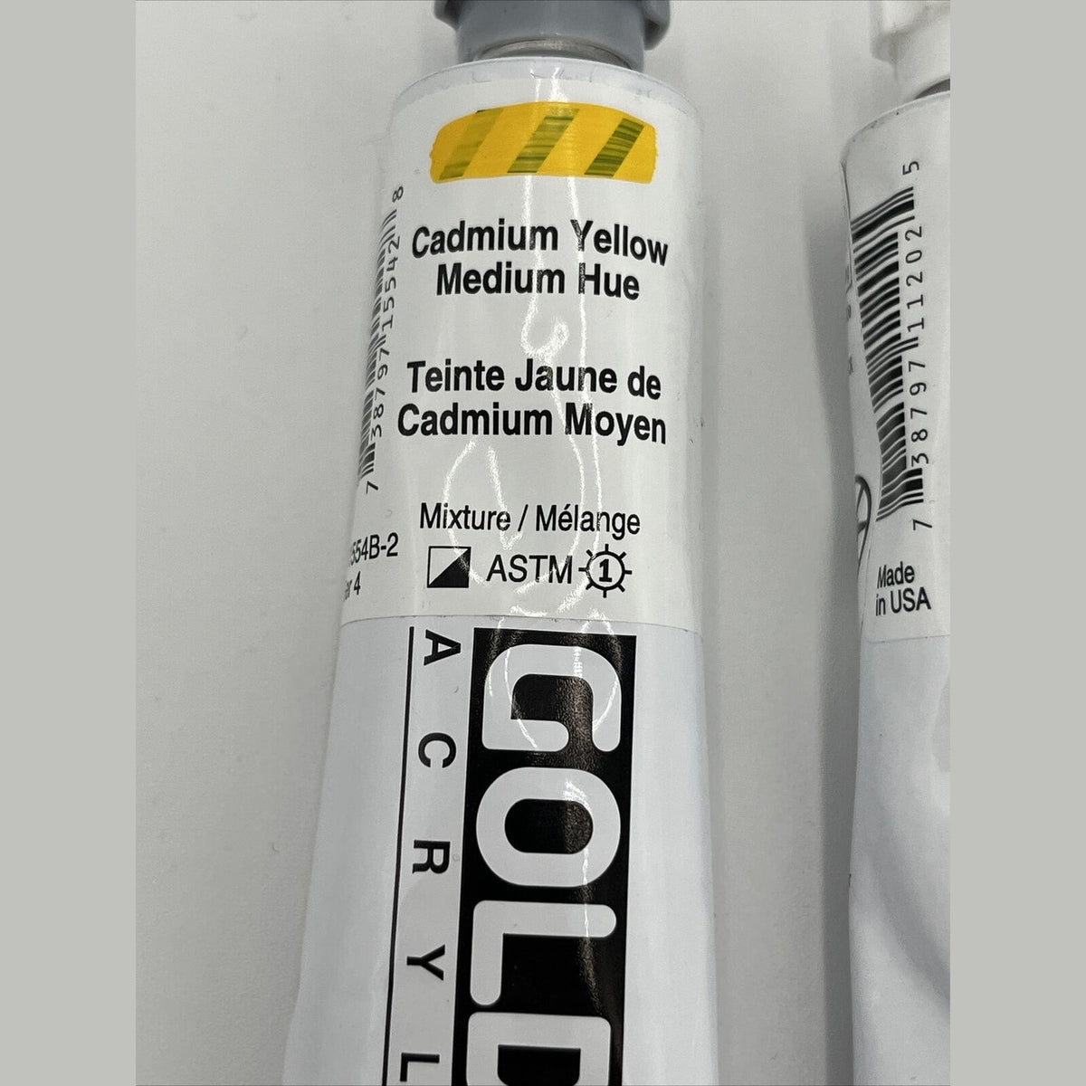 Lot 2-GOLDEN Artist 1 Yellow Medium 1 Yellow Light Ser. 7 Acrylic Paint 2 oz