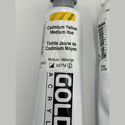 Lot 2-GOLDEN Artist 1 Yellow Medium 1 Yellow Light Ser. 7 Acrylic Paint 2 oz