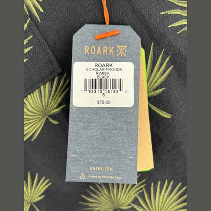 $75 Roark Men’s Scholar Fronds SS Button Shirt- Black/Khaki-Small-New Tags