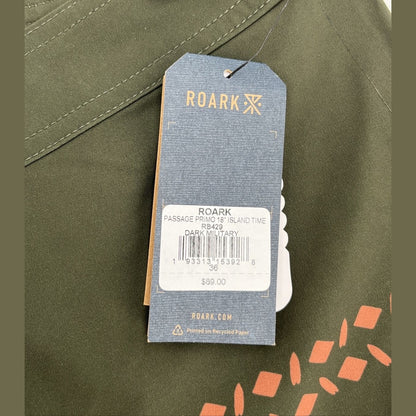 $89 Roark Men’s Passage Primo 18” Island Time Boardshort-Khaki Size: 36W-New