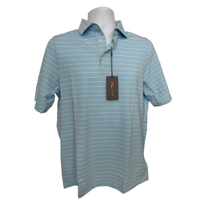 $99 Kjus Men’s Soren Golf Polo Striped Performance Shirt-Blue-Size: 48/Small-New