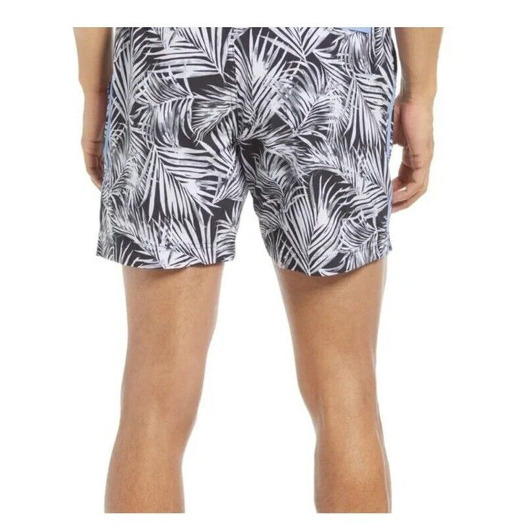 $89 FAIR HARBOR Men’s Sextant Swim Trunk Inner Lined Shorts-white/Blk-Size: 32W
