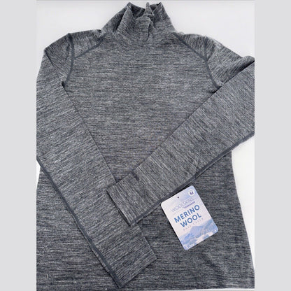 $95 Terramar Woolskins 2.0 Merino Wool Base Layer Turtleneck- Grey - Medium-New