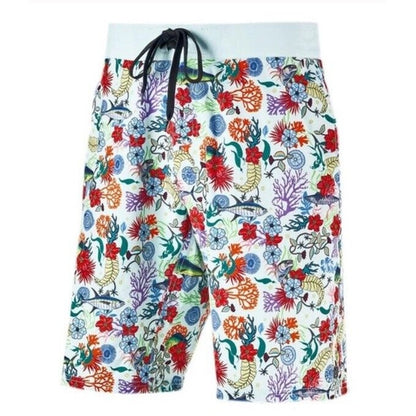 $60 Avid Men’s Gear Trunks Board Shorts-Fish Floral Sea-foam Iconic-Size: 34-New