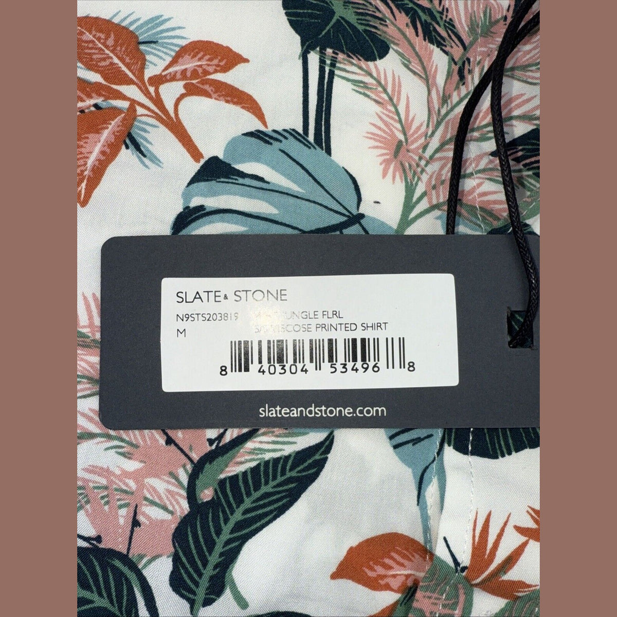 $128 Slate & Stone Tropical Floral Viscose Shirt Short Sleeve-Multicolor-Medium