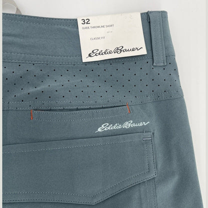 $90 Eddie Bauer Mr Guide Throwline 10" Shorts Lightweight-Graphite-Size: 32W-New