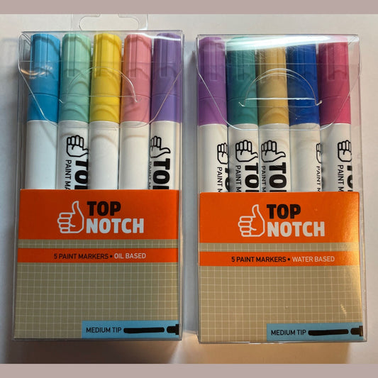 2 X Top Notch Paint Markers 5 Colors Medium Tip Oil Based Combo Lot - 10 Markers