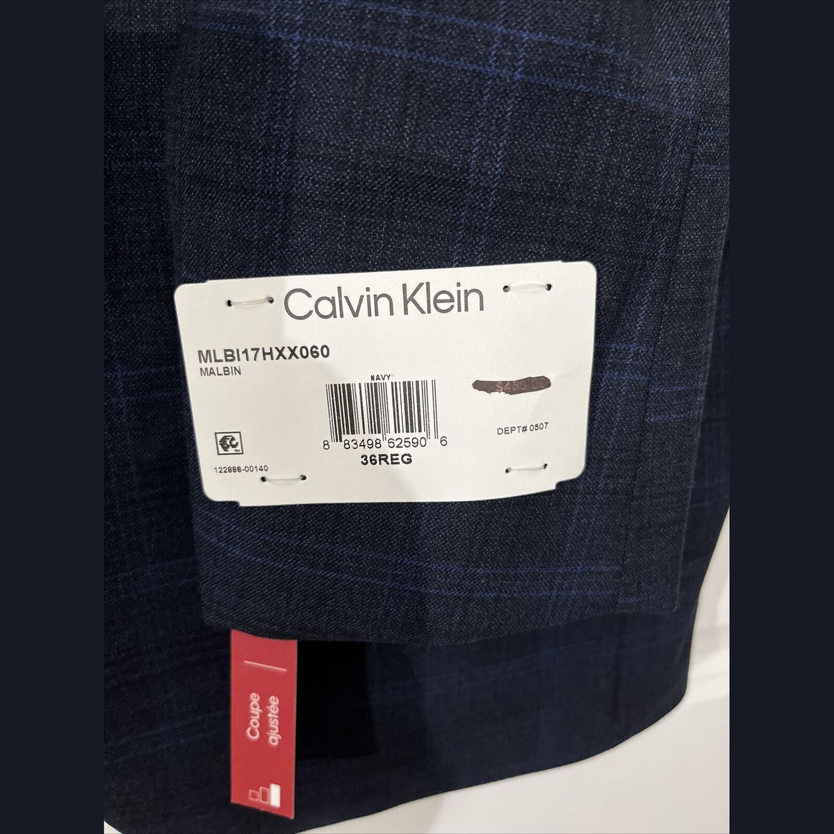 Calvin Klein Men’s X Slim Fit Wool Separate Jacket-Navy Plaid -36Reg-New $450