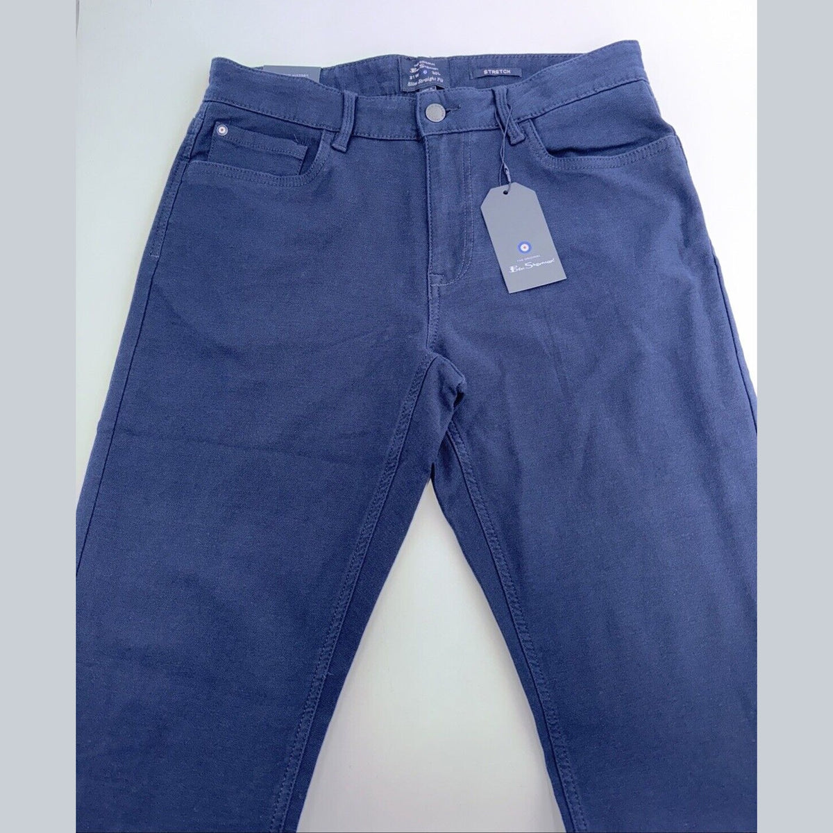 $109 Ben Sherman Men’s Straight Fit Stretch Terry Denim Jeans-Navy- 31W 30L-New