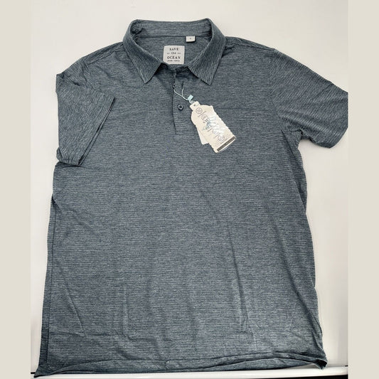 $74 Save The Ocean Apparel Men’s Short Sleeve Button Up Polo-Blue-Small-New Tags