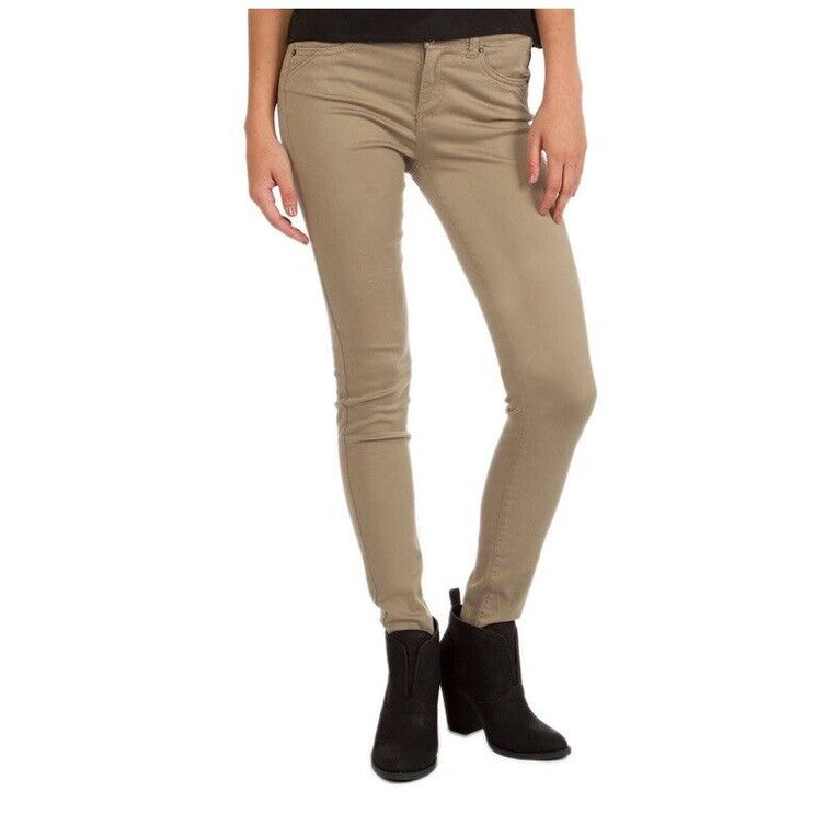 UNIONBAY Juniors' Karma Stretchy High Waisted Skinny Pants-Beige-Size: 3/27W-New