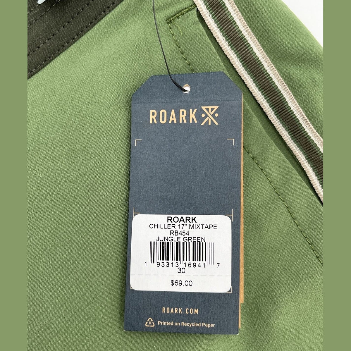 $69 Roark Men’s Chiller 17” Mixtape Boardshorts Trunks-Jungle Green-30W- New Tag