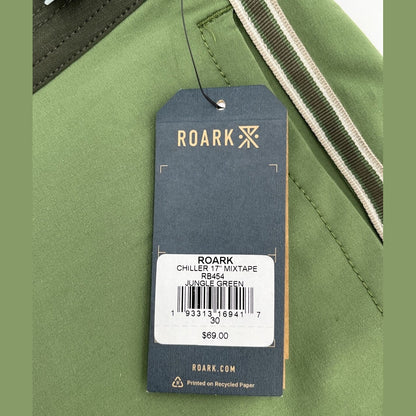 $69 Roark Men’s Chiller 17” Mixtape Boardshorts Trunks-Jungle Green-30W- New Tag