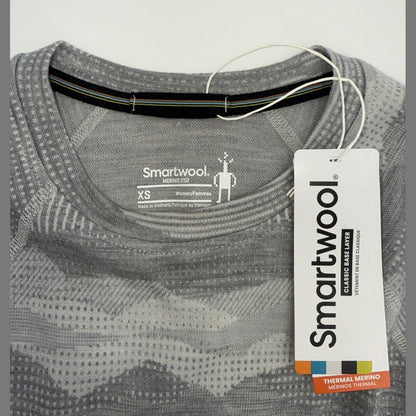 $110 Smartwool Women’s 250 Merino Wool Base Layer Crew Top-Gray Print-XSmall-New