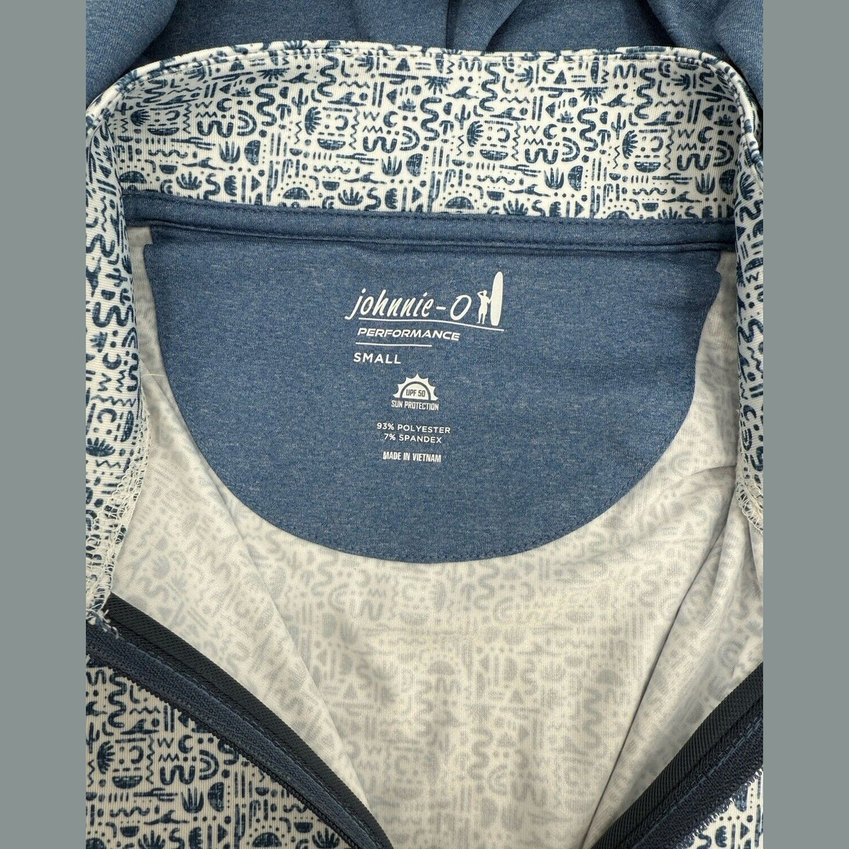 $148 Johnnie-O Daniel Performance 1/2 Zip Hoodie- Blue White- Small- New Tag