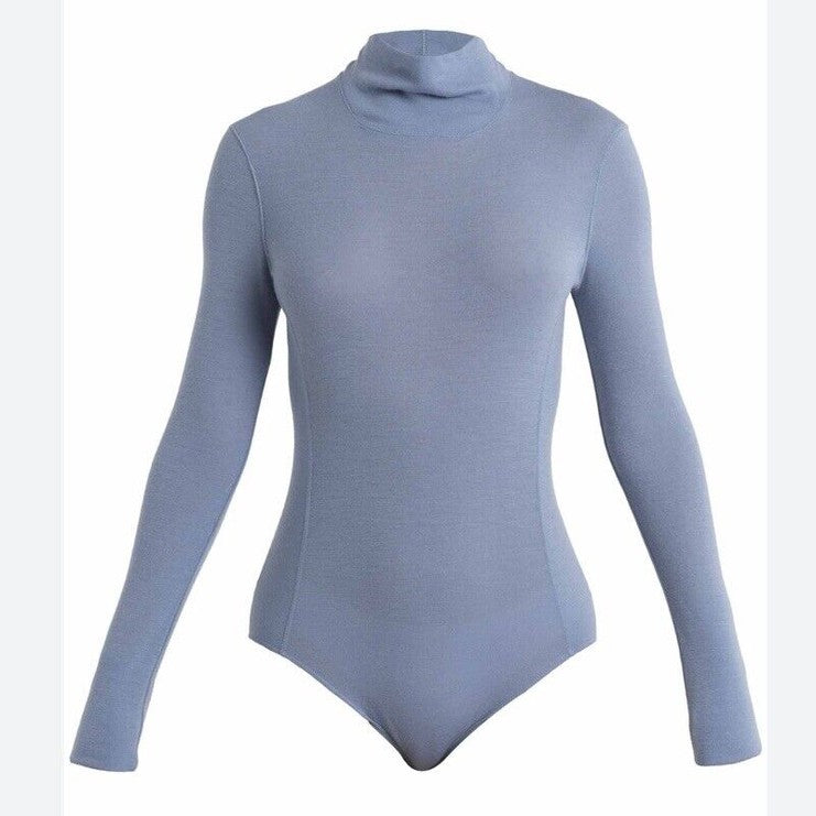 $130 Icebreaker Women's Queens High Neck Bodysuit 100% wool-Kyanite-Large-NWT