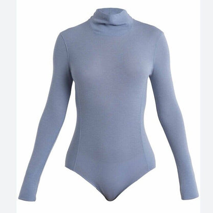 $130 Icebreaker Women's Queens High Neck Bodysuit 100% wool-Kyanite-Large-NWT