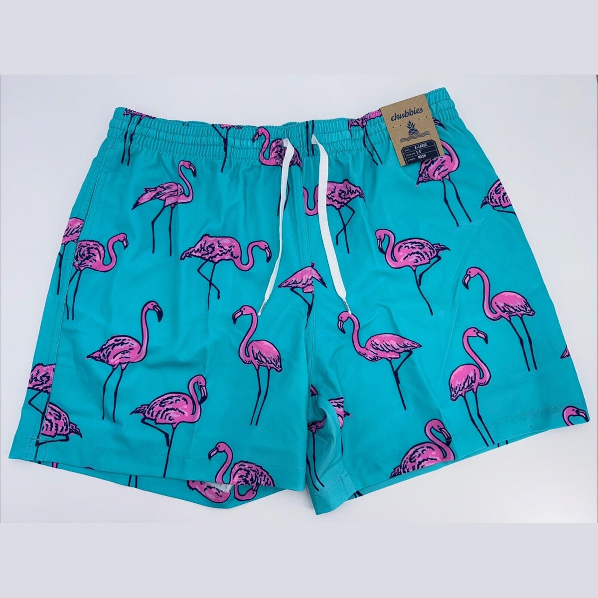 $70 Chubbies The Beach Retreat 5.5" Inseam Swim Trunks-Aqua/Pink- XLarge-New Tag