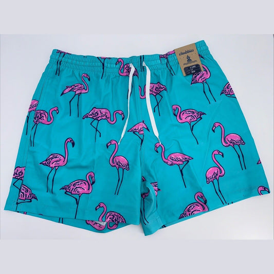$70 Chubbies The Beach Retreat 5.5" Inseam Swim Trunks-Aqua/Pink- XLarge-New Tag