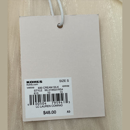 LC Lauren Conrad Tie Front Peasant Top-Cream Silk - Small - New Tag $48 Retail