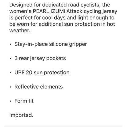$80 New Pearl iZUMi Women's Attack Cycling Jersey-Twilight Tropical-Medium
