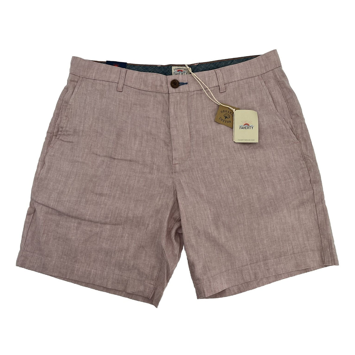 $128 FAHERTY Men’s Tradewinds Shorts 7.5” Inseam Linen Blend-Maui Mauve-36W-New