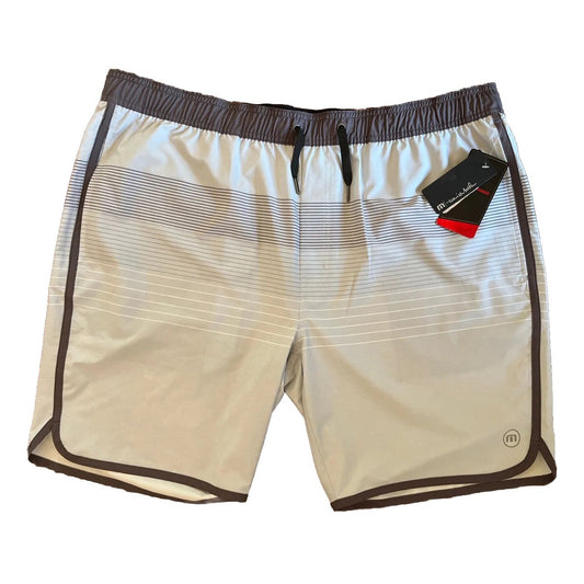 Travis Mathew Shorts Men’s Prestige Pure-Gray Stripes- 2XL- New Tags $85 Retail