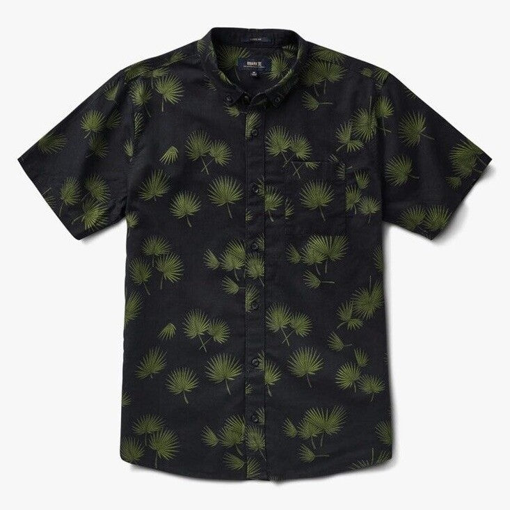 $75 Roark Men’s Scholar Fronds SS Button Shirt- Black/Khaki-Small-New Tags