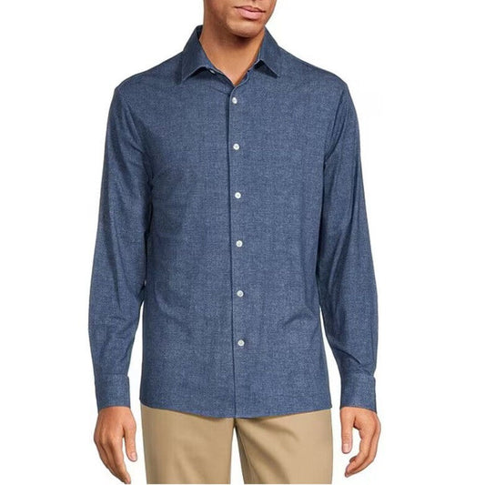 $99 Hart Schaffner Marx Men's State Street Albini L/Sleeve Shirt-Blue-Small-New