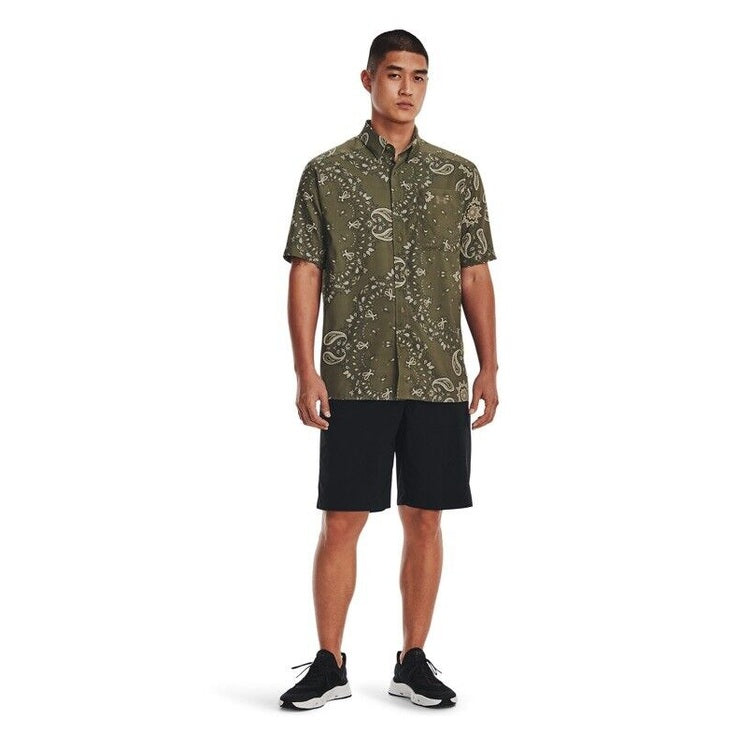 $55 Under Armour Men’s UPF 30 Dockside Button Down Shirt-Tent Khaki -Medium -New