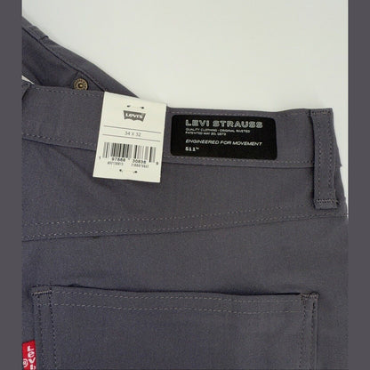$70 Levi's Men's 511 Slim Tech Pants Stretch A92130010- Grey- 34W 32L - New Tag