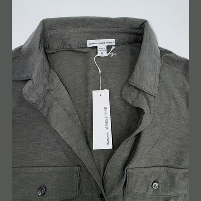 $165 James Perse Women’s Contrast Panel Shirt - Khaki PLM- Size: 0 (Small)- New