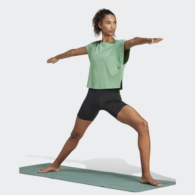 Adidas Women’s Cropped Studio Yoga Tee - Preloved Green - Size Med - NWT