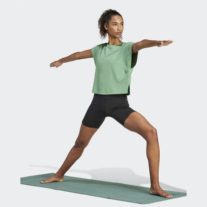 Adidas Women’s Cropped Studio Yoga Tee - Preloved Green - Size Med - NWT