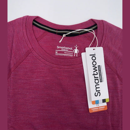 $110 Smartwool Women’s Merino Base Layer Top Long Sleeve-Festive Fuchsia-Medium