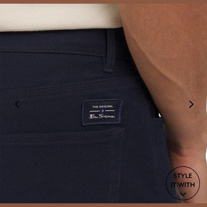 $109 Ben Sherman Men’s Straight Fit Stretch Terry Denim Jeans-Navy- 31W 30L-New