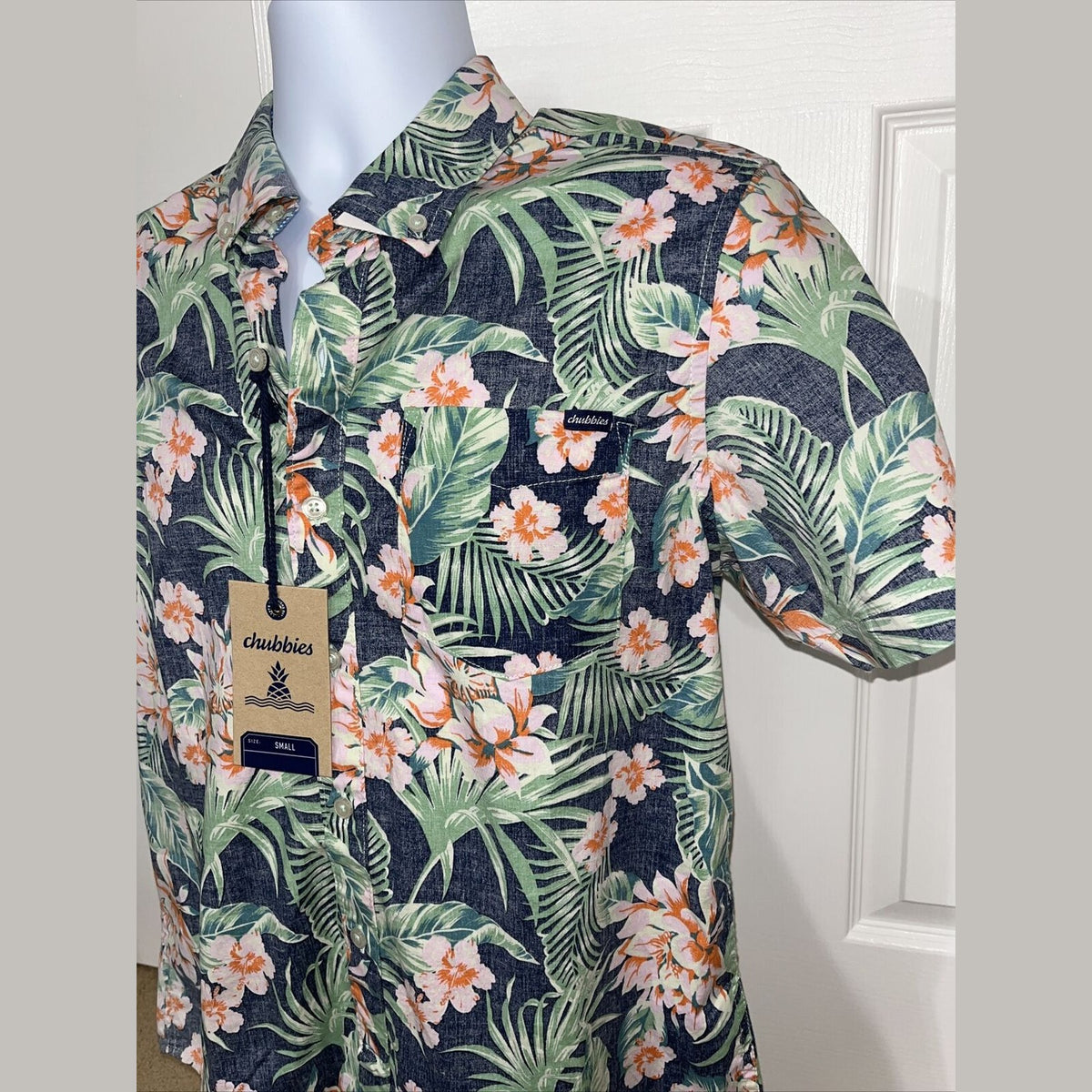 Chubbies Shirt Mens Blue Hawaiian The Resort Friday Pullover Floral-Small- New