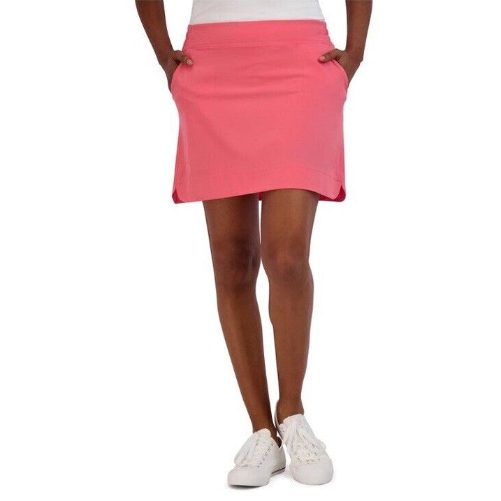 Zeroxposur Women’s Venus Breezy Skort Elastic Waist Pockets -Hibiscus- Large