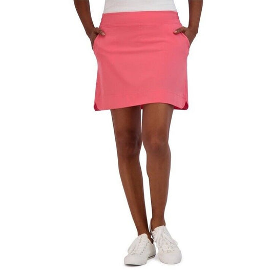 Zeroxposur Women’s Venus Breezy Skort Elastic Waist Pockets -Hibiscus- Large
