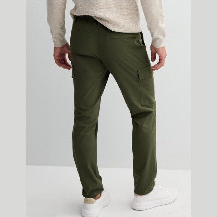 FLX Men’s Premium Slim Cargo Pants- Olive Green- 32Wx30L - New Tags