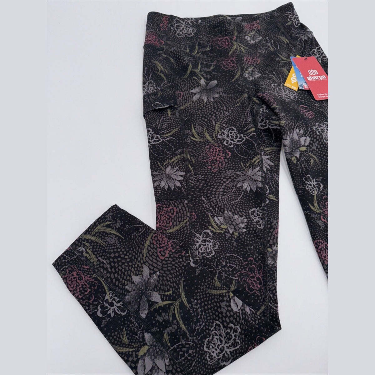$75 Sherpa Adventure Women’s Nisha Tight Leggings-SW23015-Black Floral-Medium