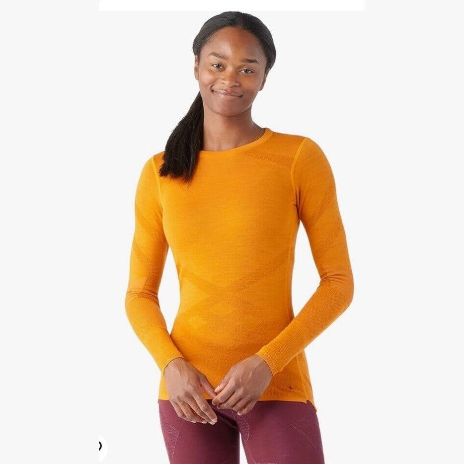 $130 Smartwool Women’s Intraknit Merino Base Layer Crew-Marmalade-Small-New Tag