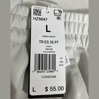 $55 Adidas Women’s 3-Stripes Essential Training Pants HZ5647-Orbit Grey-Large