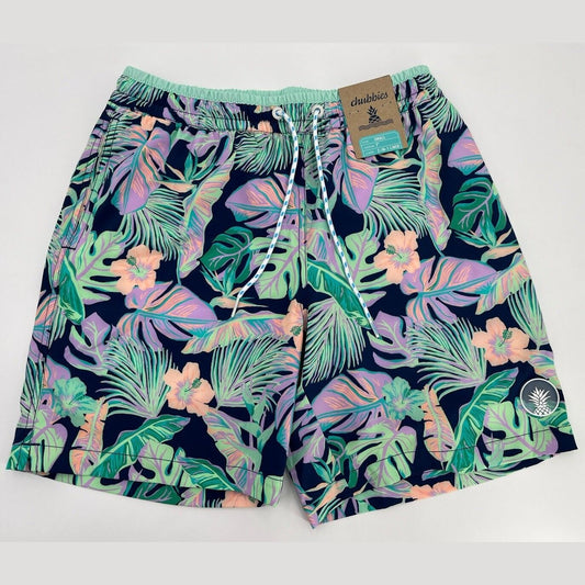 Chubbies Men's Stretch Swim Trunks 7" The Night Faunas -Multi-Small-New $79.50